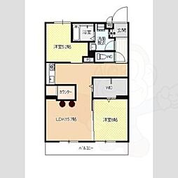 コーポやすり苑 2LDKの間取図画像