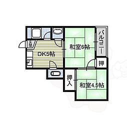 コスモスビル 2DKの間取図画像
