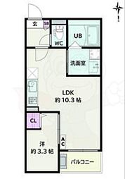 春日井市小野町5丁目アパート 1LDKの間取図画像