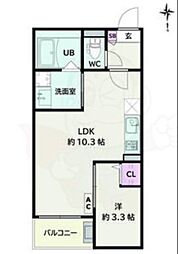 春日井市小野町5丁目アパート 1LDKの間取図画像