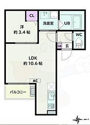 春日井市小野町5丁目アパート 1LDKの間取図画像