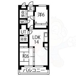 第2平安ビル 2LDKの間取図画像