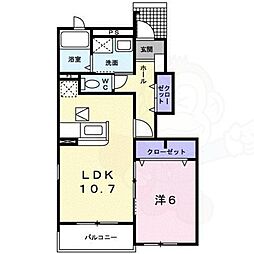 ブルー・コルモ 1LDKの間取図画像