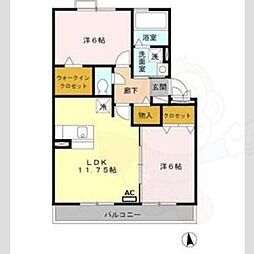 カーサフェリーチェ1 2LDKの間取図画像
