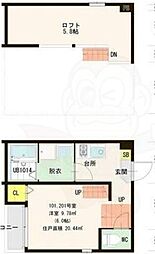 ハーモニーテラス志賀町6 1Kの間取図画像
