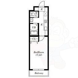 A・City東岸 1Kの間取図画像