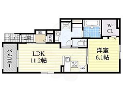 クラルス2 1LDKの間取図画像
