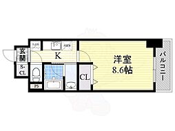 レジディア高岳 1Kの間取図画像