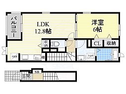 カーサセレノ 1LDKの間取図画像