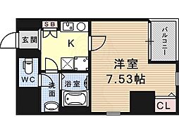 アルテミス平和 1Kの間取図画像