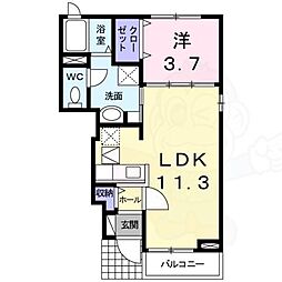 エンゼルハート 1LDKの間取図画像