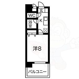 ベル池下 1Kの間取図画像
