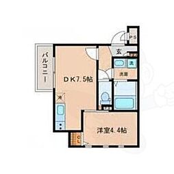 MOVE六番町EAST 1DKの間取図画像