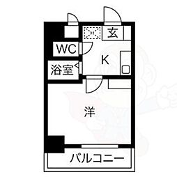 ヒルズ千種 1Kの間取図画像