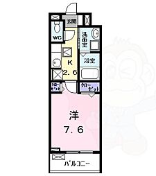 エクセルシオールII 1Kの間取図画像