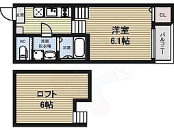 クレシェンテ栄生 1Kの間取図画像