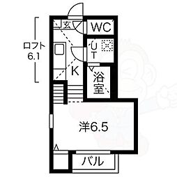 BrightWill十王町 1Kの間取図画像