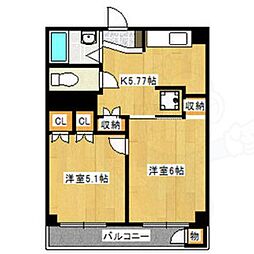 サンビル 2Kの間取図画像