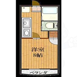 アストリー赤城 1Kの間取図画像