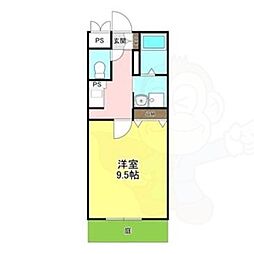 シティハイムアイランド打中 1Kの間取図画像
