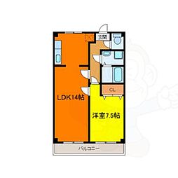 メゾン笹山 1LDKの間取図画像