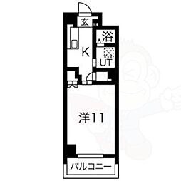 グランダール吹上 1Kの間取図画像