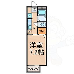 サンライズ唐山 1Kの間取図画像
