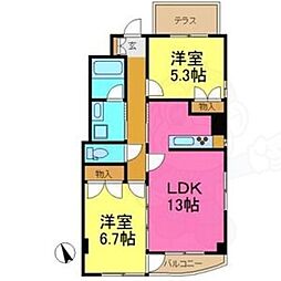 ローズガーデン楠元 2LDKの間取図画像