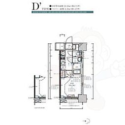 ディアレイシャス名古屋大須通 1Kの間取図画像