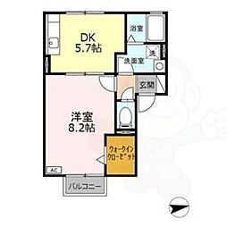 ラカーサアスカ2 1DKの間取図画像