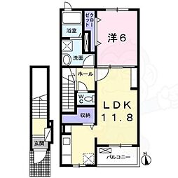 フォレスト2 1LDKの間取図画像