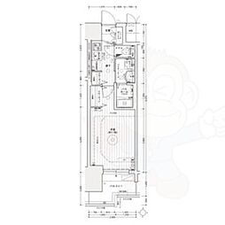 エステムコート名古屋ライブゲート 1Kの間取図画像
