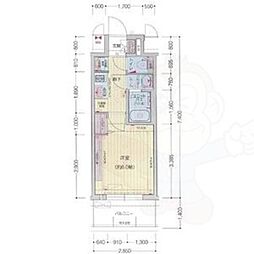プレリス太閤通セルシア 1Kの間取図画像