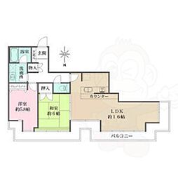 錦パークビル 2LDKの間取図画像