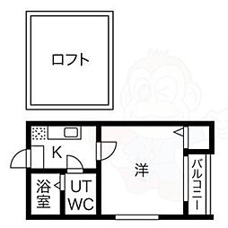 寿キャッスル栄生 1Kの間取図画像