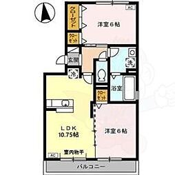 アーバンノール 2LDKの間取図画像