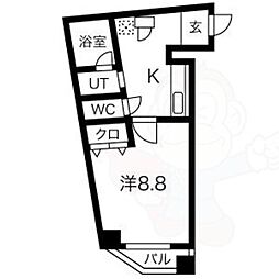 アールズコート新瑞橋駅前 1Kの間取図画像