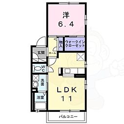 サニーフラットB棟 1LDKの間取図画像