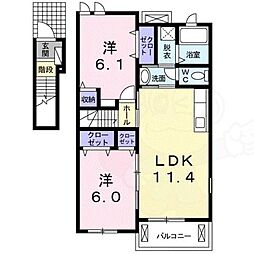 クレドール 2LDKの間取図画像