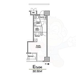 グランアベニュー栄 ワンルームの間取図画像