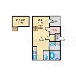 ハーモニーテラス青柳町 1SDKの間取図画像