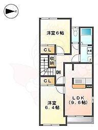 パークヒルズ城土 2LDKの間取図画像