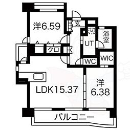 パラシオン西新 2LDKの間取図画像