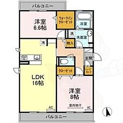 グランツ川名 2LDKの間取図画像
