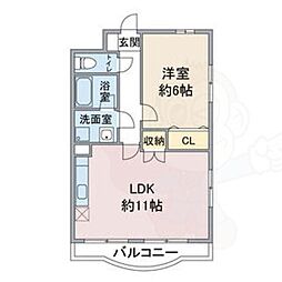 レジーナ鳥居松 1LDKの間取図画像