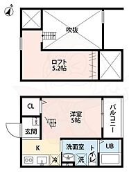 ルミエール黄金 1Kの間取図画像