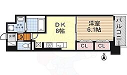 ツインアウルズ 1DKの間取図画像