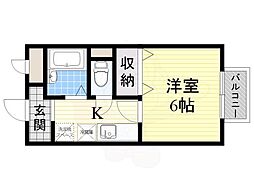 ヴィラ・ミレニアム 1Kの間取図画像