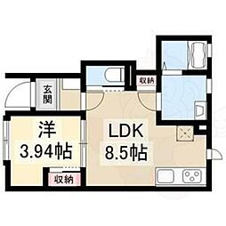 名古屋市中村区日比津町1丁目アパート 1LDKの間取図画像