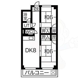 NTビル白壁 2DKの間取図画像